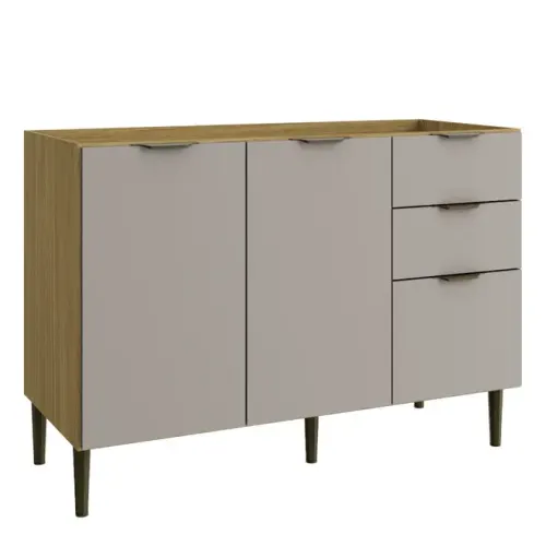 Balcão Pia Casamia 4307 Ibiza 3 Portas 2 Gavetas 100% MDF 85x120x49,2cm Cinza