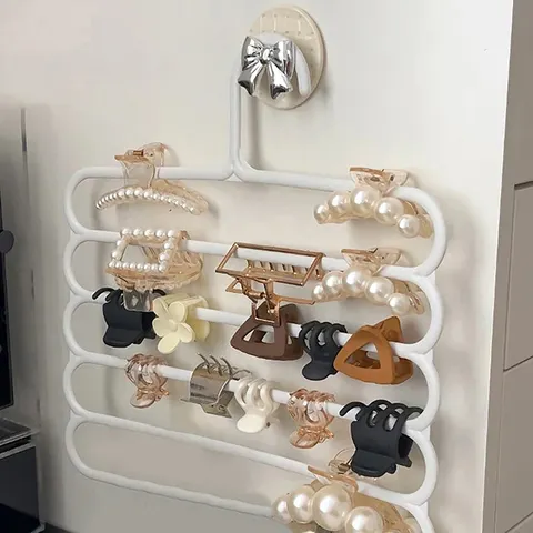 Rack de armazenamento de garra de cabelo, 5 camadas, organizador, grande capacidade, suporte de faixa de cabeça, pendurado na parede, cabide de grampo de cabelo, espaço para mulheres