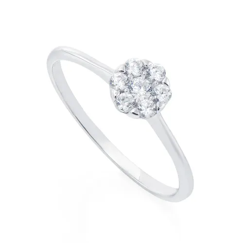 Anel Chuveiro em Ouro Branco 18k com Diamantes