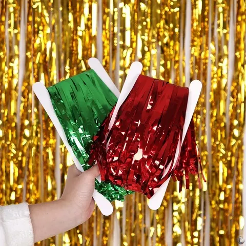 Cortina de Franjas Metálicas de 1*2M para Festa, Decoração de Aniversário de Adultos, Casamento, Chá de Bebê, Fundo para Fotos