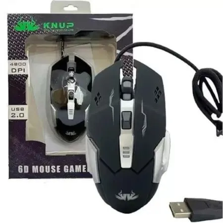 Mouse Gamer Knup KP-MU004 Gaming 800 até 4800DPI com Led USB