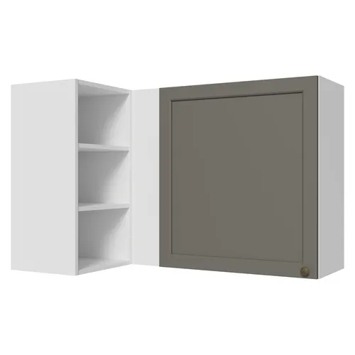 Armário Aéreo de Canto para Linha 60 cm de Profundidade Branco/Cinza Vik Madesa