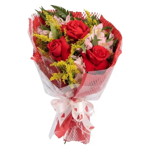 Buquê de 3 Rosas Vermelhas Nacionais