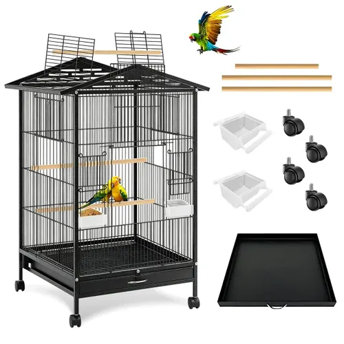 Gaiola viveiro para calopsitas periquito de colar 97x46x46cm Nexmidiopet preto