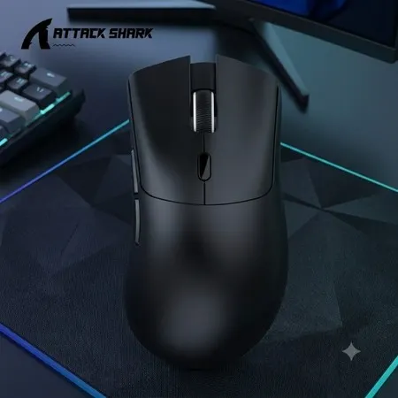 Mouse Gamer Attack Shark R1 Tri-Modo sem Fio Profissional, Sensor Paw3311 18000DPI Rastreamento Suave e Rápido
