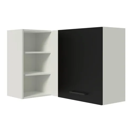 Armário Aéreo de Canto Madesa Agata 1 Porta para linha de 60 cm de profundidade Branco/Preto