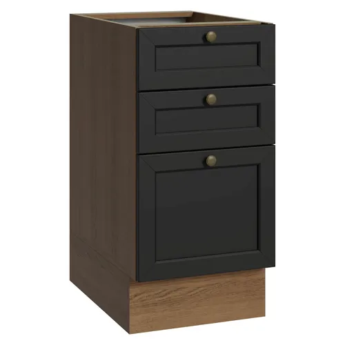 Balcão de Cozinha 40 cm 3 Gavetas (Sem Tampo) Rustic/Preto Vik Madesa