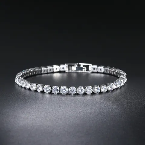 Moda feminina 4mm zircônia tênis pulseira cristal charme designer corrente fina jóias de casamento