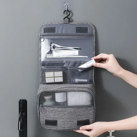 Saco de armazenamento portátil para homens e mulheres, tecido Oxford, Organizador de higiene pessoal, saco cosmético, impermeável, pendurado Travel Wash Pouch, negócio