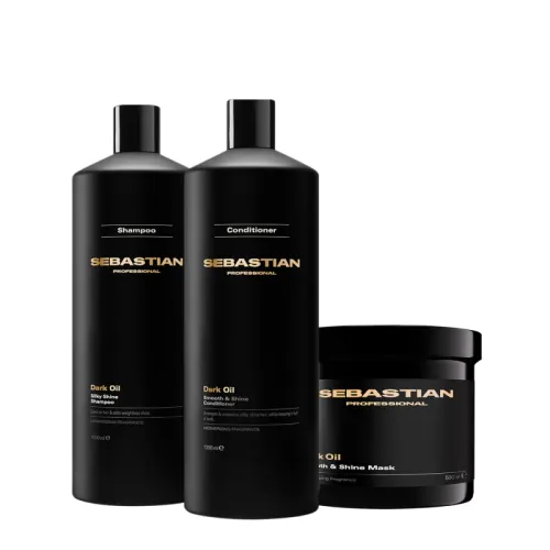 Kit Sebastian Professional Dark Oil Shampoo 1L Condicionador 1L Máscara 500ml