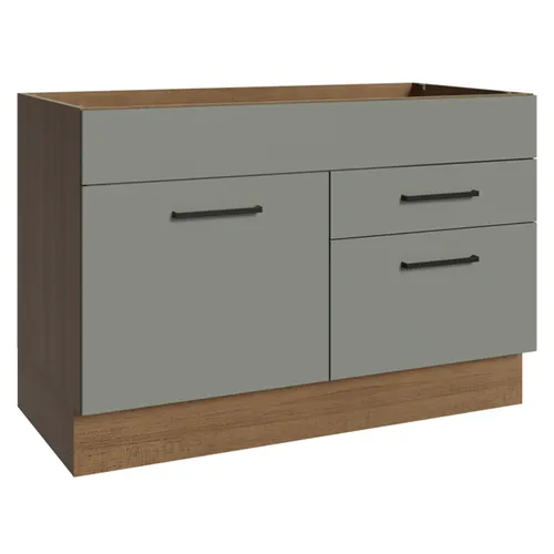 Balcão Gabinete de Pia 120 x 60 cm 1 Porta 2 Gavetas Rustic/Cinza (Sem Tampo) Agata Madesa