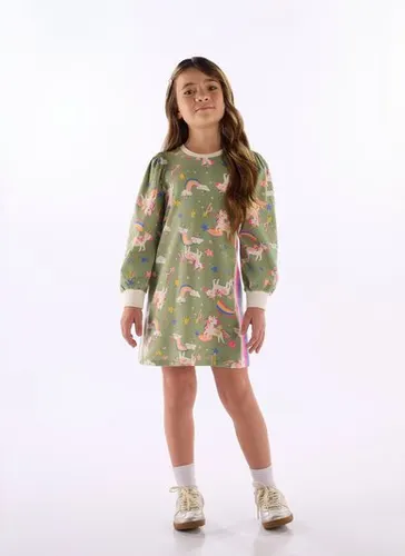 Vestido Infantil Quimby Manga Longa Estampado Multicolor