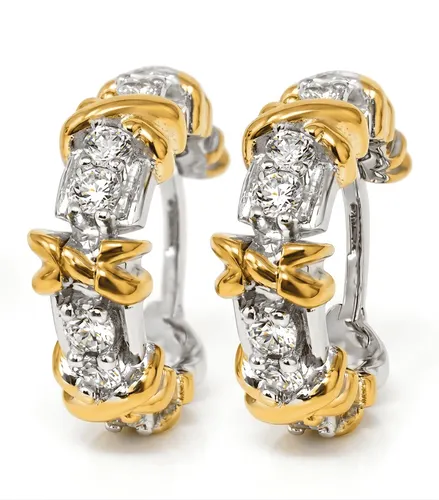 Argola 16 mm em X Cravejado com 24 Zircônias 2 mm