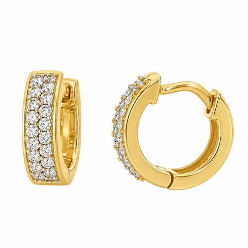 Brinco Argola 10 mm com Diamantes em Ouro 18K