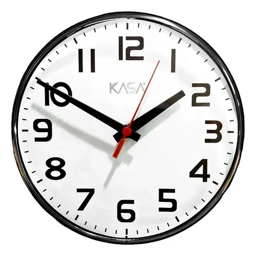 Relogio de Parede Analogico 30cm Preto Branco Redondo Quartz Preto Branco