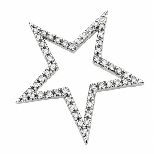 Pingente Estrela com Diamantes Cravados e Detalhes em Ouro Branco 18K