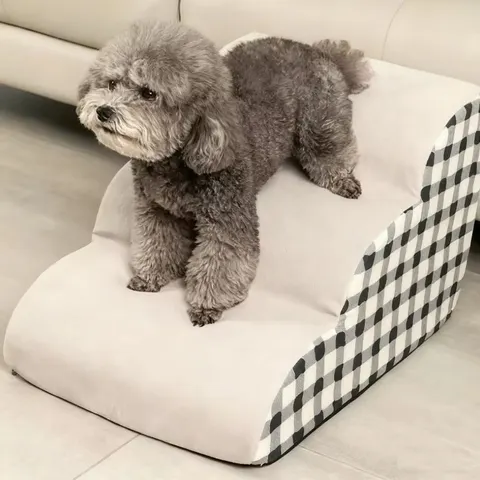 Escada para Animais de Estimação com Espuma de Alta Densidade, Escada de 2/3 Degraus para Cama, Destacável e Lavável