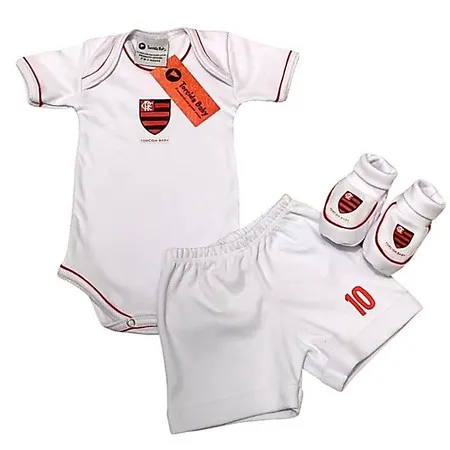 kit 3 peças oficial Torcida baby-body bebê times, short e pantufa-roupas bebê torcedor