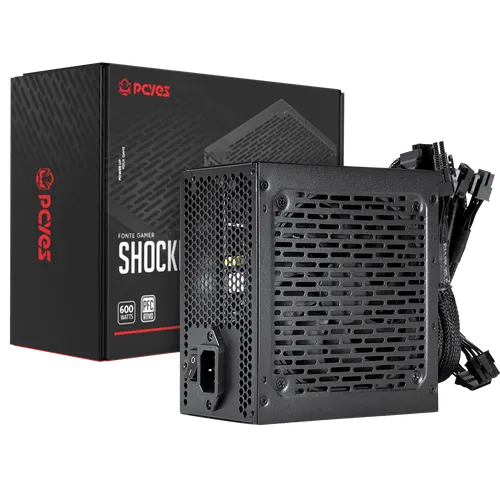 Fonte PCYES Gamer Shocker 600W 80Plus PFC Ativo PF600SHW