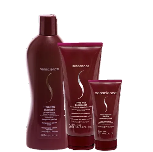 Kit Senscience True Hue Shampoo 280ml Condicionador 240ml e Máscara Inner Restore Intensif 150ml