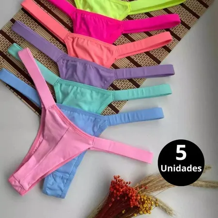Kit C/5 Calcinha Fio Dental Fio Duplo Calcinha Feminina Lingerie Sensual