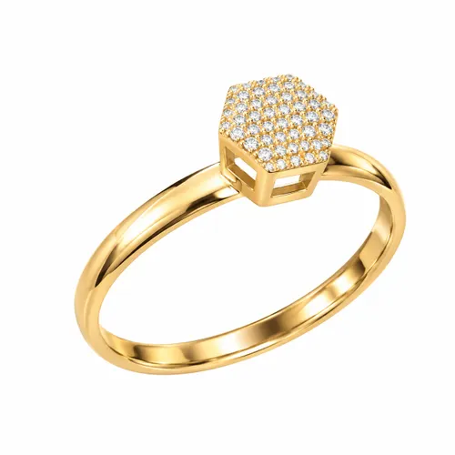 Anel Chuveirinho Cravejado com Zircônias em Ouro 18K