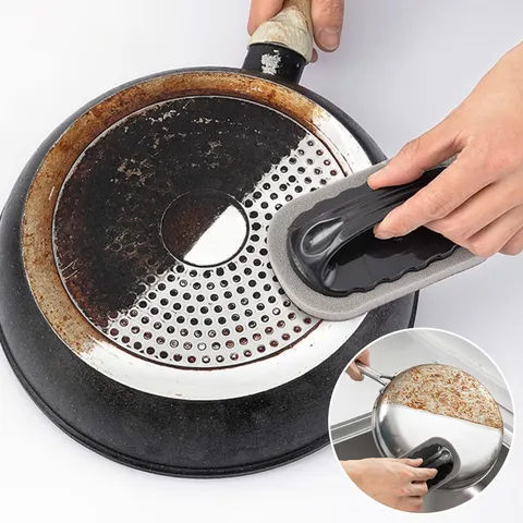 Escova de Esponja com Cabo e Poder Mágico para Limpar Panelas e Tigelas, Remover Sujeira, Manchas Pretas, Ferrugem e Ferramentas de Limpeza
