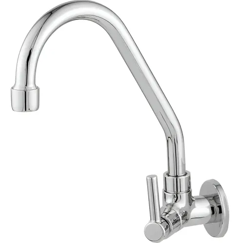 Torneira Bica Móvel de Cozinha Parede Alavanca 1/4 Acabamento Cromada Cor Prateado com bico aerador