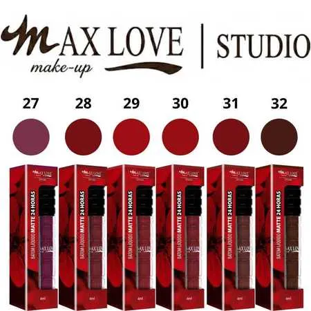 Batom Matte Líquido 24 horas Max Love Escolha as Cores Batons Vinho Vermelho Rosa Nude