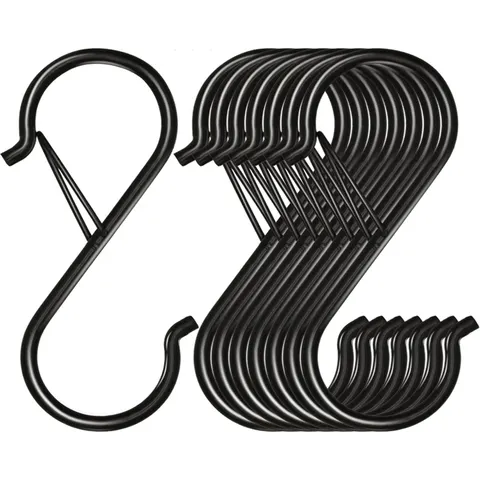 Ganchos em S com Fivela de Segurança, 5/10/20 Peças, Ganchos Metálicos em Forma de S para Pendurar Plantas, Utensílios de Cozinha, Roupas, Panelas, etc.