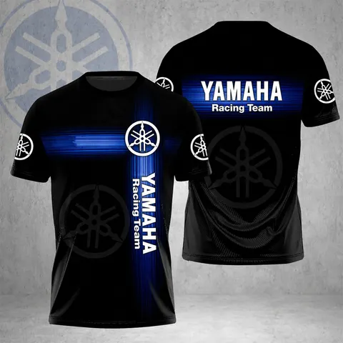 NOVIDADE DE VERÃO 2026 Camiseta Masculina Casual de Manga Curta Respirável com Estampa 3D de Motocicleta YAMAHA