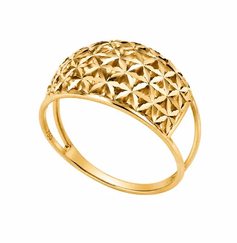 Anel Abaulado Trabalhado com Formas em Ouro 18K