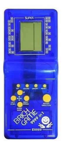 Console Portátil Brick Game 9999 em 1 Tela 3'' Azul-Transparente