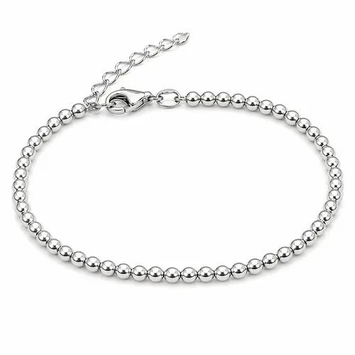 Pulseira 19 cm Prata Bolinha 3 mm