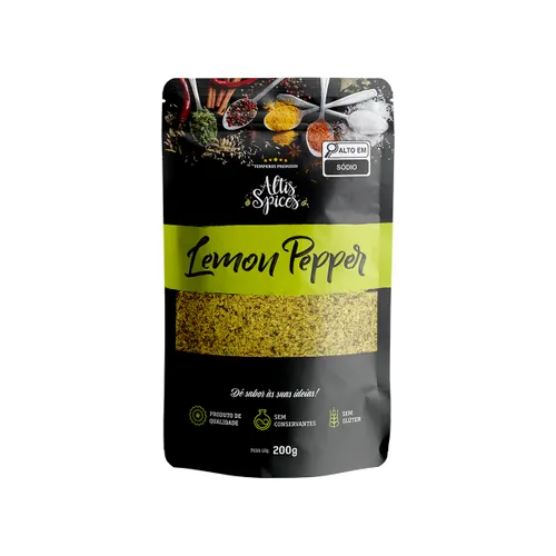 Lemon Pepper 200g Altis Spices Stand Up Pouch com Ziper