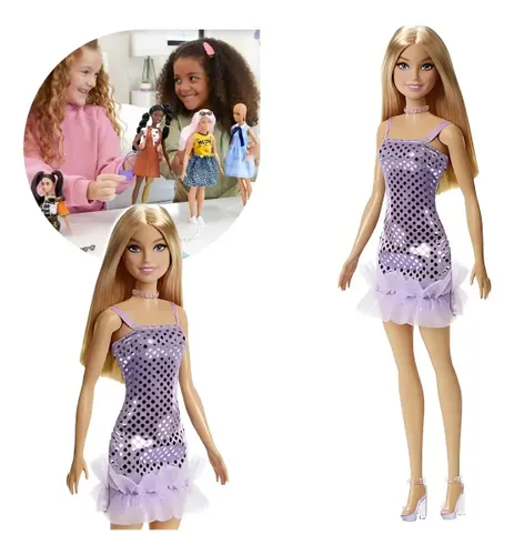 Boneca Barbie Glitter Vestido Lilás Mattel
