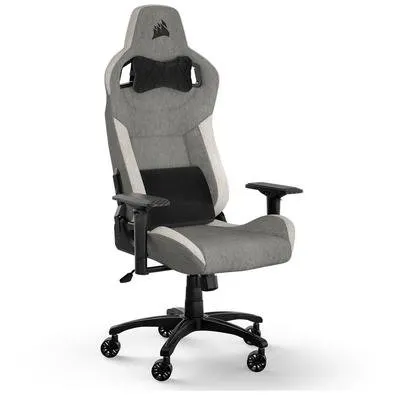 Cadeira Gamer Corsair T3 Rush, Até 120Kg, Com Almofadas, Reclinável, Apoio de Braços 4D, Cinza e Branco - CF-9010058-WW