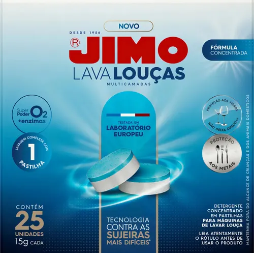 Detergente para Lava Louça Jimo Pastilhas Multicamadas com 25 Unidades