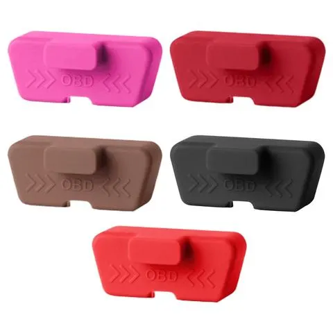 Capa de silicone para porta OBD de carro, à prova d'água, à prova de ferrugem, trava de porta OBD, capa protetora contra poeira, tampas anti-entupimento OBD para acessórios de carro