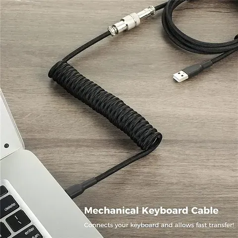 NOVO Cabo Personalizado para Teclado Mecânico, Dupla Camada, Destacável, 5 Pinos, Conector Metálico Tipo Aviador, Tipo C para Tipo A, para Jogos