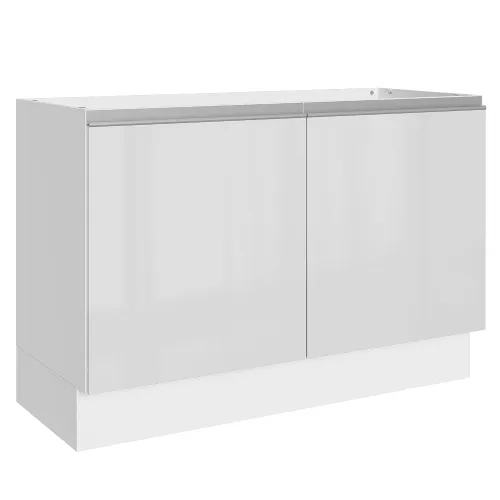 Balcão Gabinete de Pia Madesa Acordes 100% MDF 120 cm 2 Portas Branco Brilho