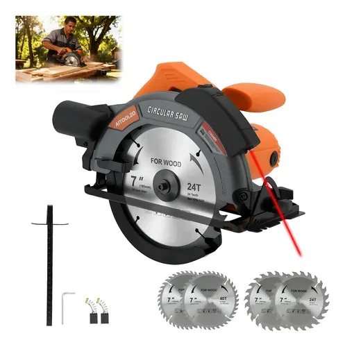 Serra Circular Elétrica 185mm 1650w com Guia Laser Aitoolzo 220v
