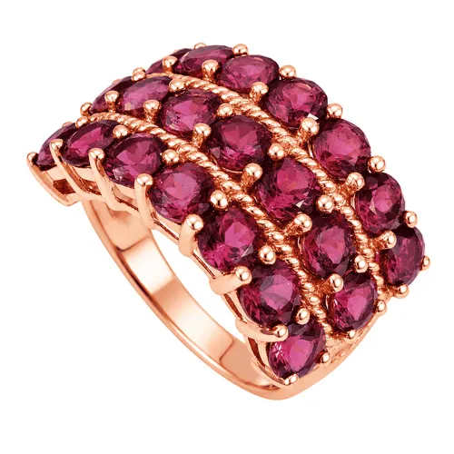 Anel Três Fileiras com Turmalinas Rosa e Ouro Rosé 18K