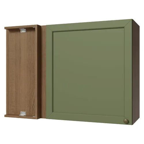 Armário Aéreo de Canto 1 Porta Rustic/Verde Vik Madesa