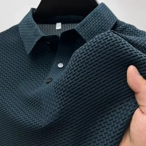 Roupas de marca verão nova camiseta masculina de manga curta seda gelo legal e respirável camisa polo negócios casual suor-absorvente topo