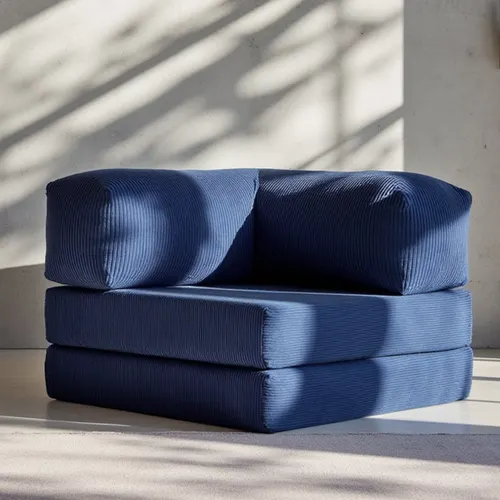 Poltrona do Sofá Cama Bloom Tecido Cotelê Azul Marinho - Sofá na Caixa