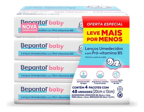 Bepantol Baby Lenço Umedecido Hipoalergênico, 192 Unidades
