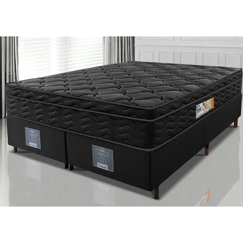 Cama Box Colchão OrtoFirm Black + Box One Face Espuma D33