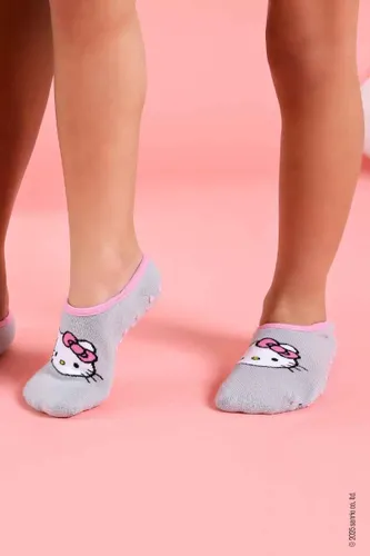 Meia Sapatilha Infantil antiderrapante Estampa Hello Kitty Rosa