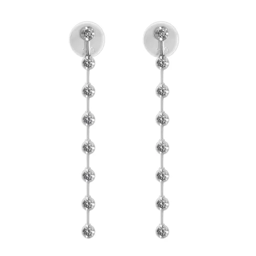 Brinco Tira com 18 Diamantes em Ouro Branco 18k